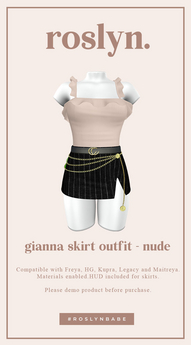 Second Life Marketplace - roslyn. gianna skirt outfit. nude [unpack]